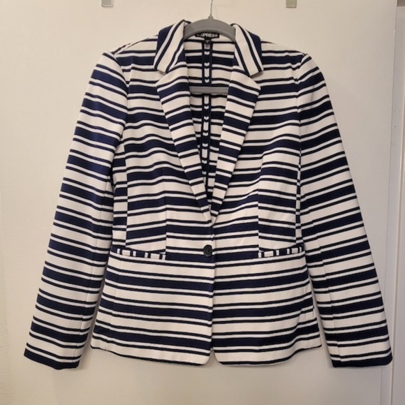 Blue & White Striped Blazer by Express - Picture 3 of 5